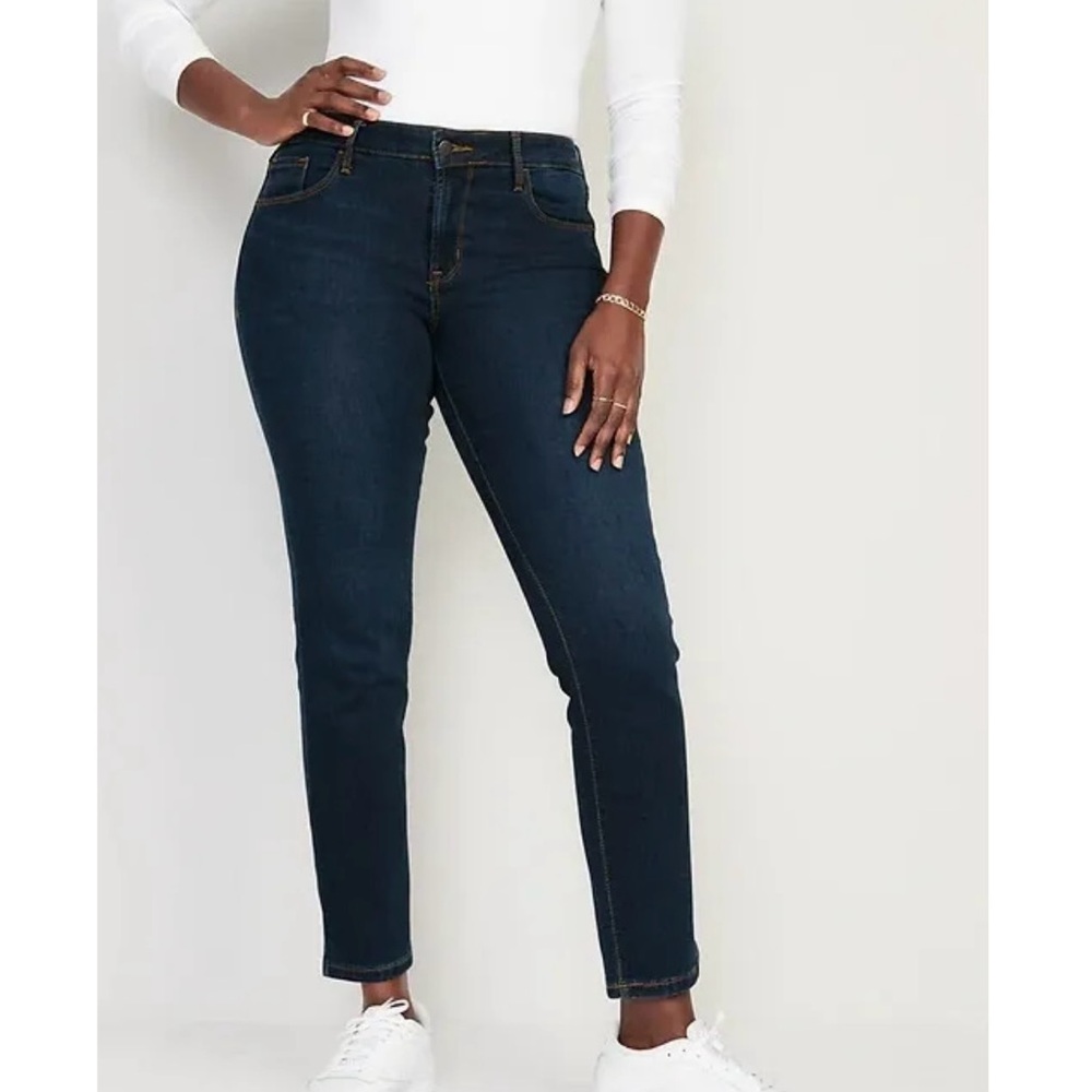 Old Navy Curvy Profile Mid-rise Short Crop Dark Wash Jeans Sz 14